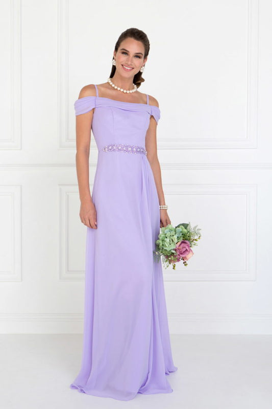 Chiffon Ruched A-Line Long Dress-0