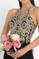 Chiffon Deep V-Back A-Line Long Dress Accented with Embroidery-5