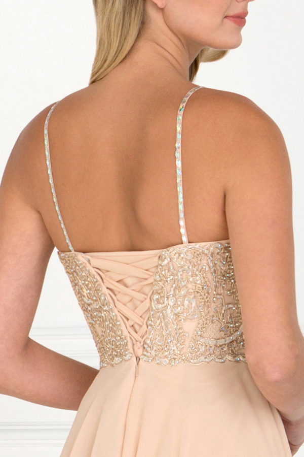 Chiffon Sweetheart A-Ling Long Dress with Jewels Embellished-5