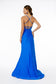 V-Neck Mermaid Ruched Jersey Long Dress w/ Slit-5