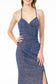 Strappy Ruched Sequined Long Dress by Elizabeth K-8