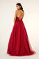 V-Neck Floral Embroidery Embellished Bodice Glitter Mesh Long Dress-5