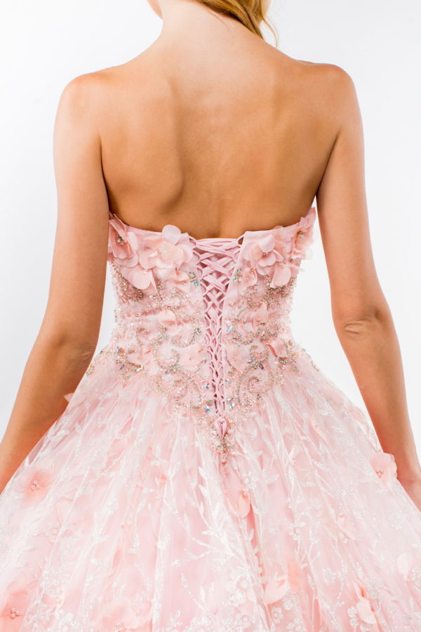 Sweetheart Neckline Beads and Jewel Embellished Bodice Quinceanera Dress w/ Mesh Cape-12