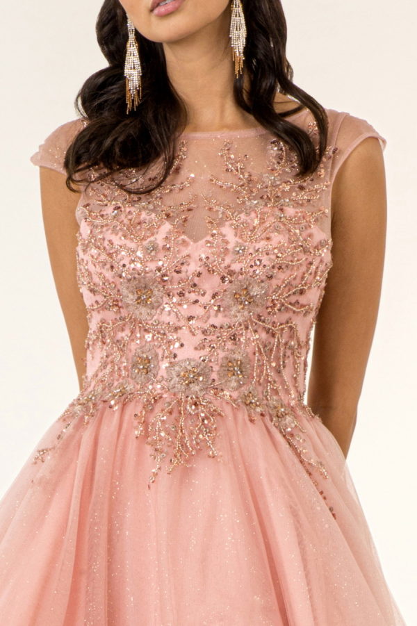 Beads and Sequin Embellished Glitter Mesh A-Line Dress - Mask Not Included-6