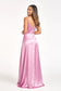 Spaghetti Strap V-Neck Satin A-Line Dress w/ Slit-4