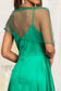 Spaghetti Strap V-Neck Satin A-Line Dress w/ Slit-8