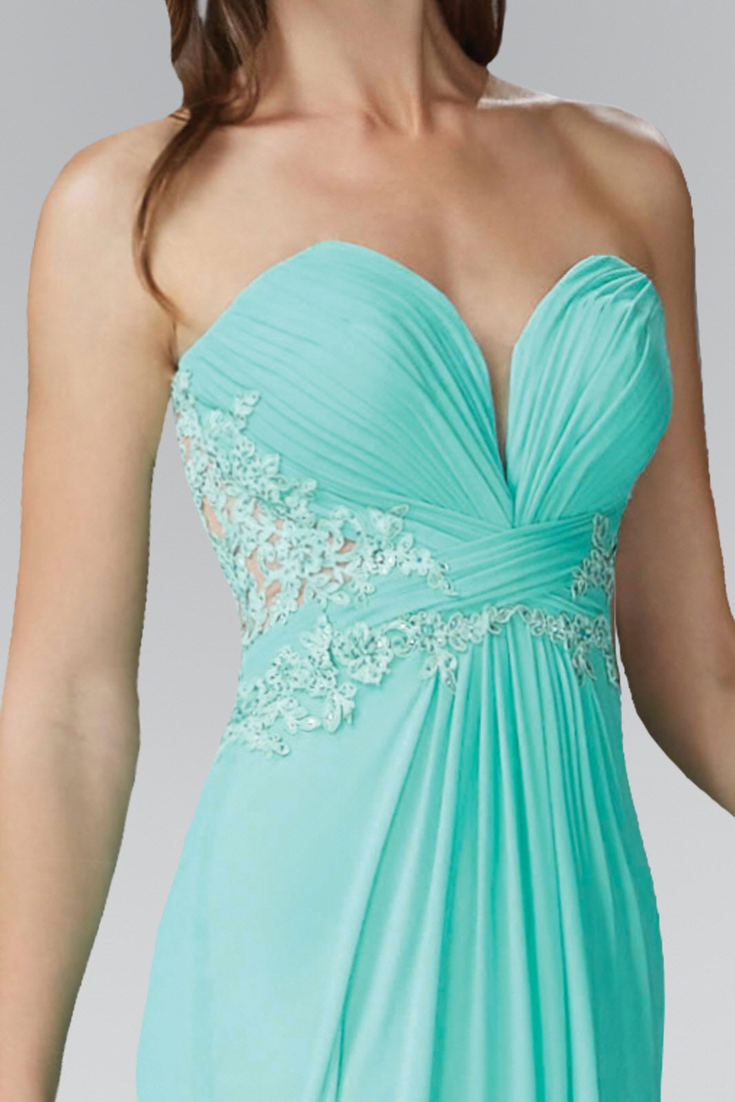 Strapless Sweetheart Soft Mesh Long Dress with Sheer Back-3