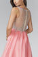 Beaded Chiffon Long Dress W/ Sequin Embellished Sheer Bodice and Corset Back-3