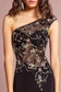 One Shoulder Jersey Floor Length Dress with Jewel Accents and Sheer Bodice-4