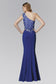 One Shoulder Jersey Floor Length Dress with Jewel Accents and Sheer Bodice-1