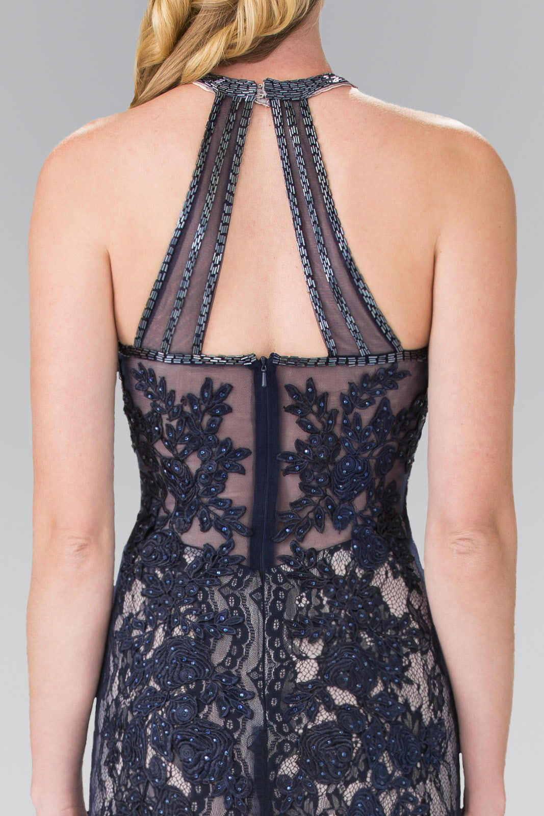 Beaded Lace and Tulle Long Dress-5