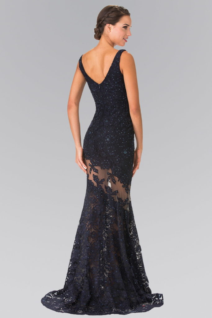 Illusion Cut-Out Lace Long Dress-5