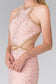 Beaded High-Neck Long Dress Accented with Slit-3