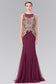 Embroidered Bodice Long Dress with Sheer Back-5