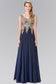 V-Neck Embroidered Chiffon Long Dress-23