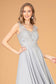 V-Neck Embroidered Chiffon Long Dress-12