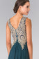 V-Neck Embroidered Chiffon Long Dress-29