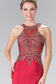 Beads and Embroidery Embellished Sheer Bodice Jersey Long Dress-2