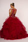 Beads Embellished Bodice Tulle Ball Gown w/ Multi-Layered Ruffle Skirt-1