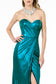 Sweetheart Ruched Mermaid Long Dress w/ Slit-4