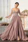 Detachable Mesh Sleeve V-Neck Chiffon Prom Dress-8