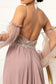 Detachable Mesh Sleeve V-Neck Chiffon Prom Dress-11