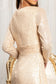 Gathered Waist Sequin Embellished Mermaid Dress w/ Long Sleeves-12
