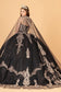 Glitter Jewel Embellished Quinceanera Gown w/ Long Mesh Cape-19