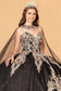 Glitter Jewel Embellished Quinceanera Gown w/ Long Mesh Cape-20