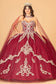 Glitter Jewel Embellished Quinceanera Gown w/ Long Mesh Cape-2