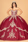 Glitter Jewel Embellished Quinceanera Gown w/ Long Mesh Cape-4