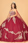 Glitter Jewel Embellished Quinceanera Gown w/ Long Mesh Cape-5
