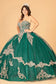 Glitter Jewel Embellished Quinceanera Gown w/ Long Mesh Cape-16
