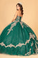 Glitter Jewel Embellished Quinceanera Gown w/ Long Mesh Cape-17