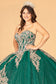 Glitter Jewel Embellished Quinceanera Gown w/ Long Mesh Cape-18