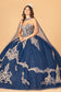 Glitter Jewel Embellished Quinceanera Gown w/ Long Mesh Cape-12