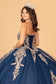 Glitter Jewel Embellished Quinceanera Gown w/ Long Mesh Cape-15