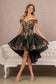 Off Shoulder Satin Quinceanera Ball Gown Embellished with Gold Embroidery-4