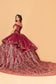 Off Shoulder Satin Quinceanera Ball Gown Embellished with Gold Embroidery-6