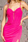 Ribbon Front Ruched Side Rome Jersey Mermaid Long Dress-8