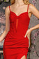 Ribbon Front Ruched Side Rome Jersey Mermaid Long Dress-11