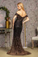 Metallic Sequin Mesh Mermaid w/ Detachable Waist Drape Long Prom Dress GLGL3496-2