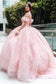 Beads Embellished Glitter Print Sweetheart Quinceanera Dress w/ detachable puff sleeve-1