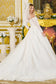 Wedding Ball Gown Off-Shoulder 3/4 Sleeves,A Sweetheart Neckline Corset Bodice-1