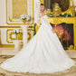 Wedding Ball Gown Off-Shoulder 3/4 Sleeves,A Sweetheart Neckline Corset Bodice-3