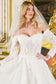 Wedding Ball Gown Off-Shoulder 3/4 Sleeves,A Sweetheart Neckline Corset Bodice-4