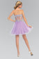 Strapless Sweetheart Bead and Sequin Embellished Tulle Short Dress with Sheer Waistline-2