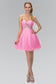 Strapless Sweetheart Tulle Short Dress Accented with Jewel-0