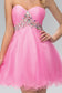 Strapless Sweetheart Tulle Short Dress Accented with Jewel-2
