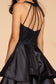 Sequin and Rhinestone Bodice Satin Short Dress /w Side Pockets-3
